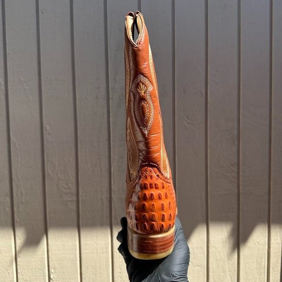 #51 Ostrich x crocodile brown western boot with elements main image 4